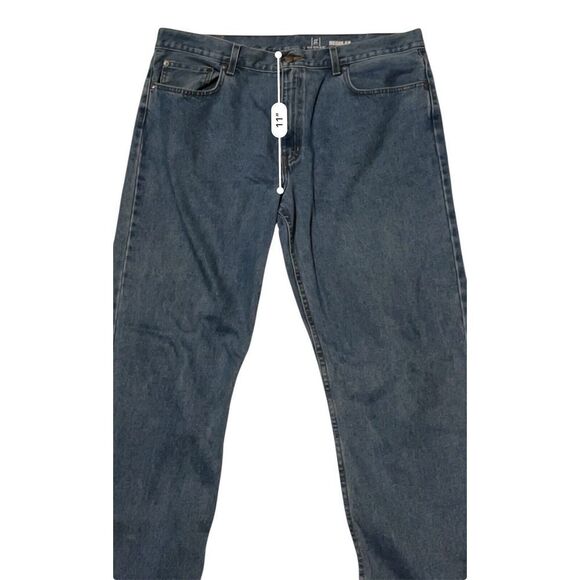 George Men's Size 40x32 Blue Straight Dark Wash Cotton Blend Denim Jeans 40w 216 - Picture 3 of 7